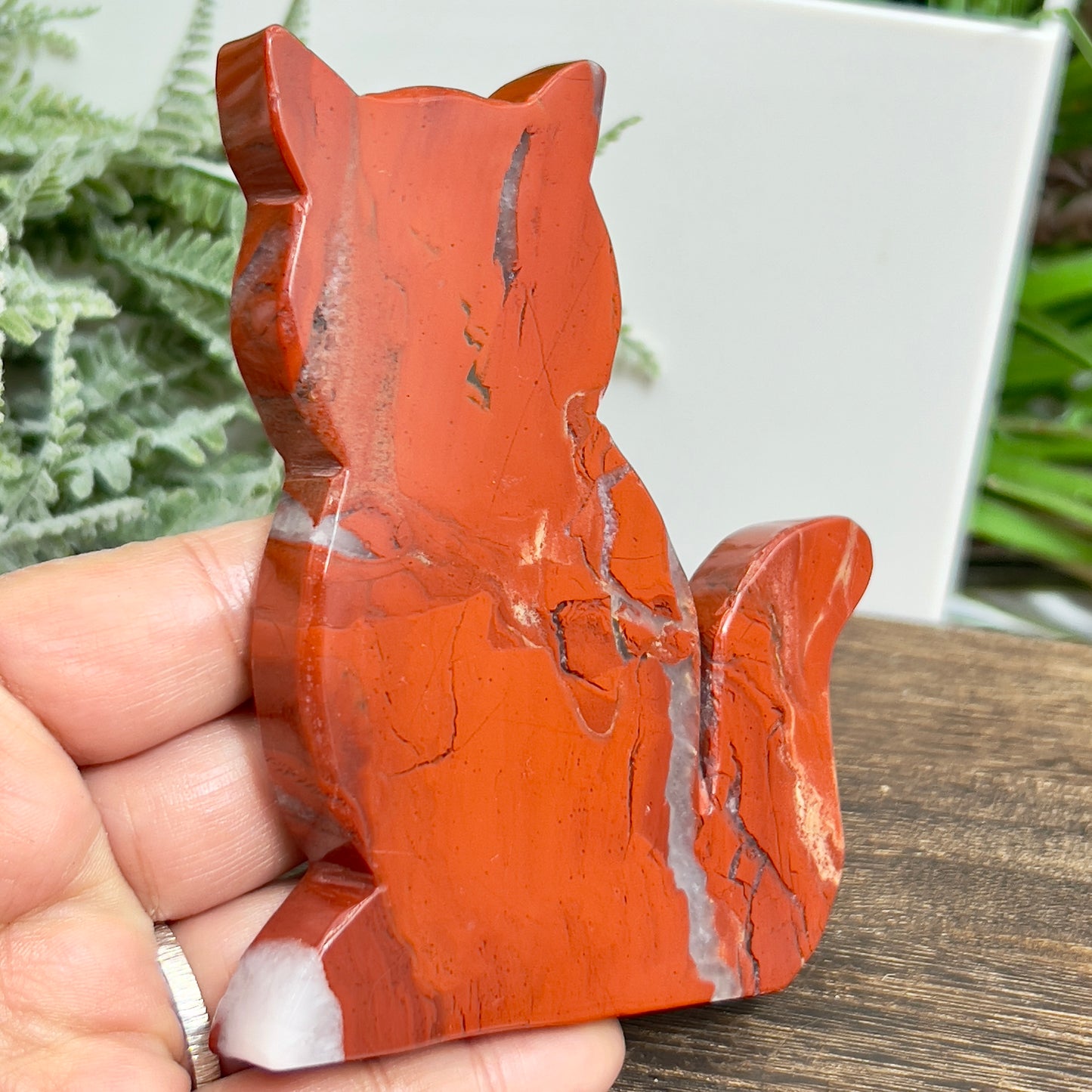 Red Jasper Kitty Cat Healing Crystal Animal Carving 198g