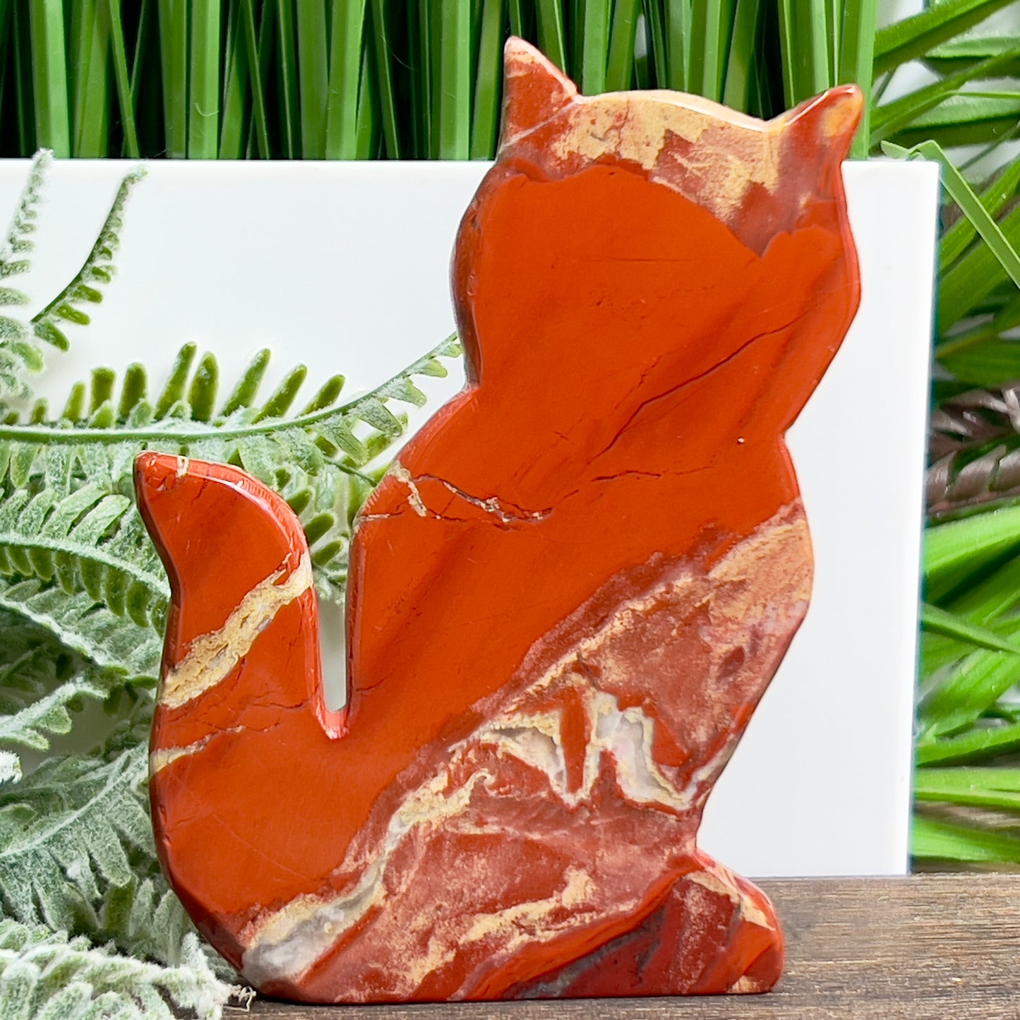 Red Jasper Kitty Cat Healing Crystal Animal Carving 174g