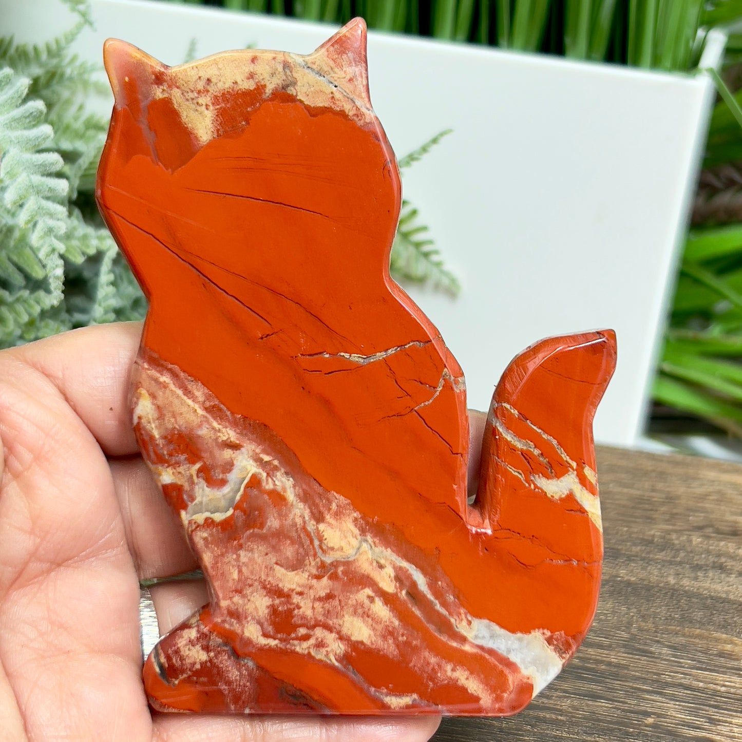 Red Jasper Kitty Cat Healing Crystal Animal Carving 174g