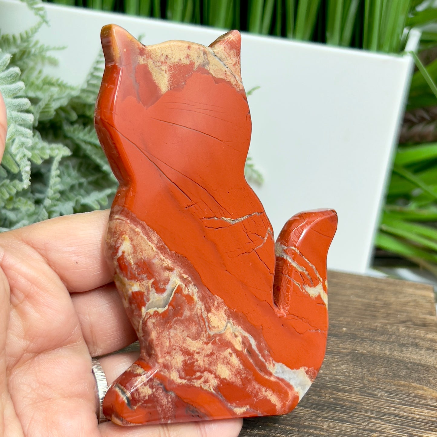 Red Jasper Kitty Cat Healing Crystal Animal Carving 174g