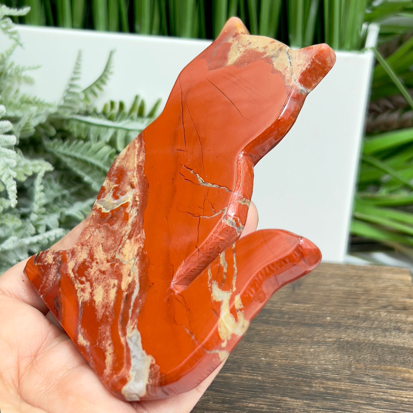 Red Jasper Kitty Cat Healing Crystal Animal Carving 174g