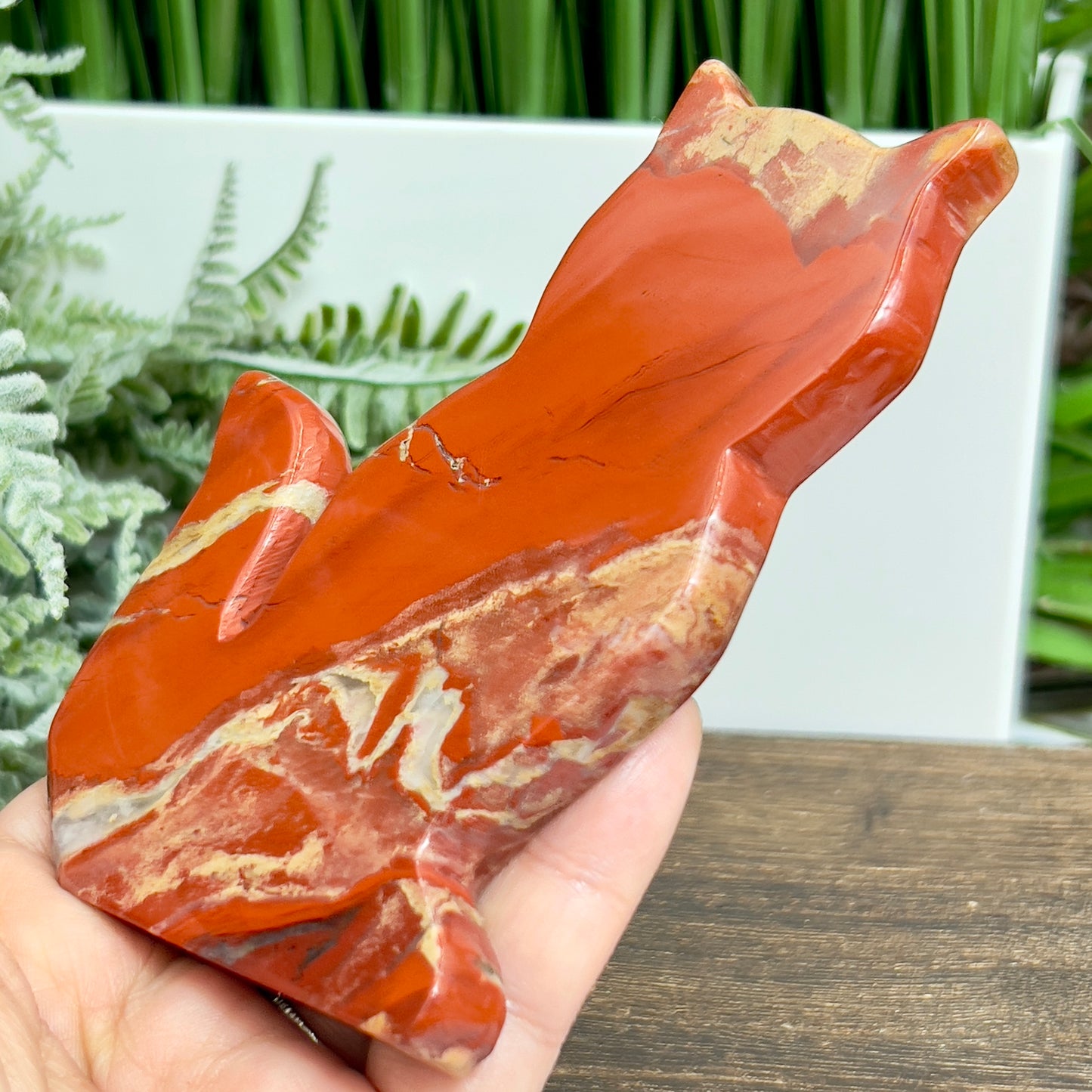 Red Jasper Kitty Cat Healing Crystal Animal Carving 174g