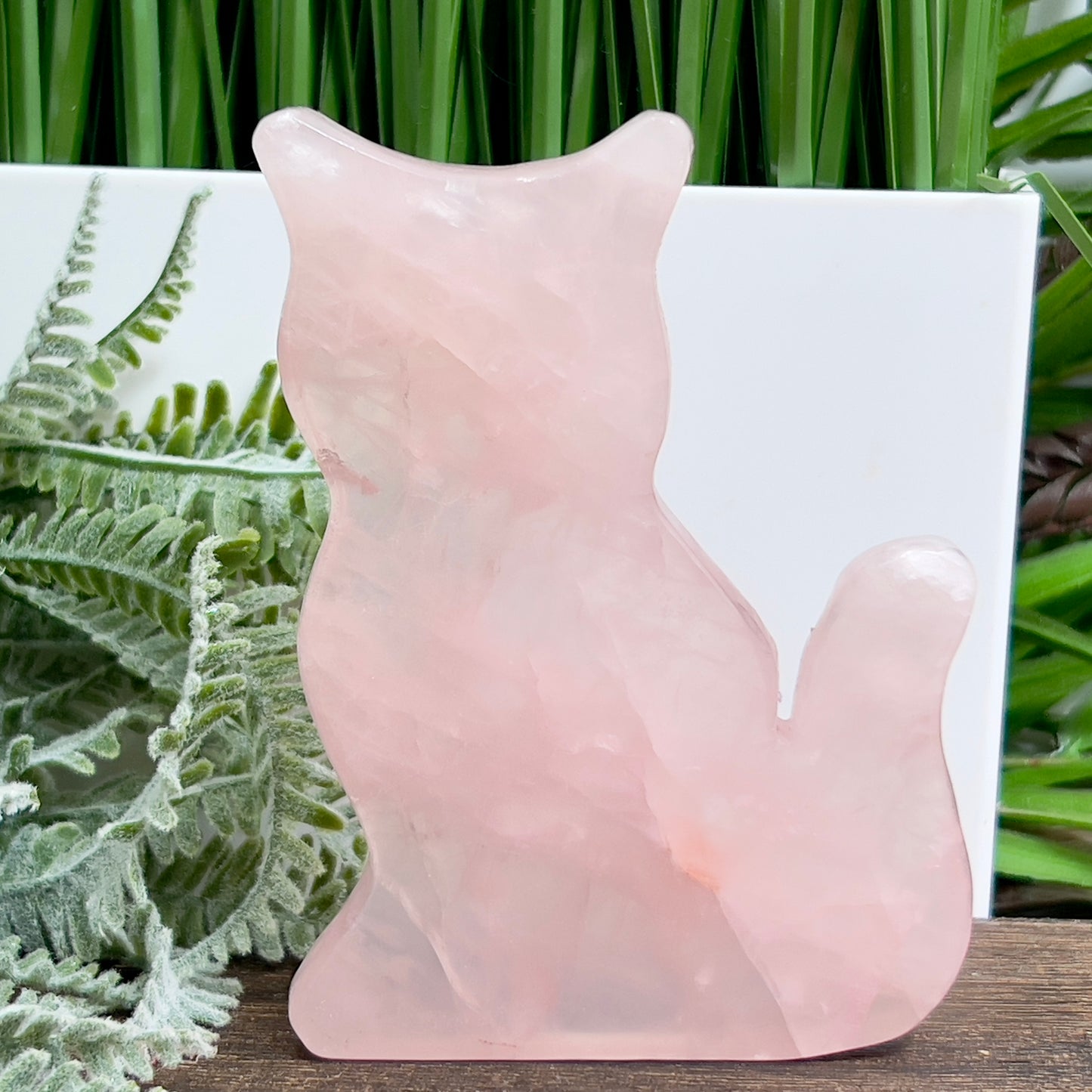 Rose Quartz Kitty Cat Healing Crystal Animal Carving 168g