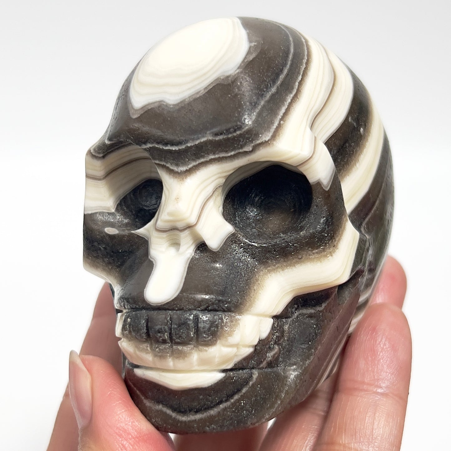 Zebra Phantom Calcite Skull Healing Crystal Carving 466g