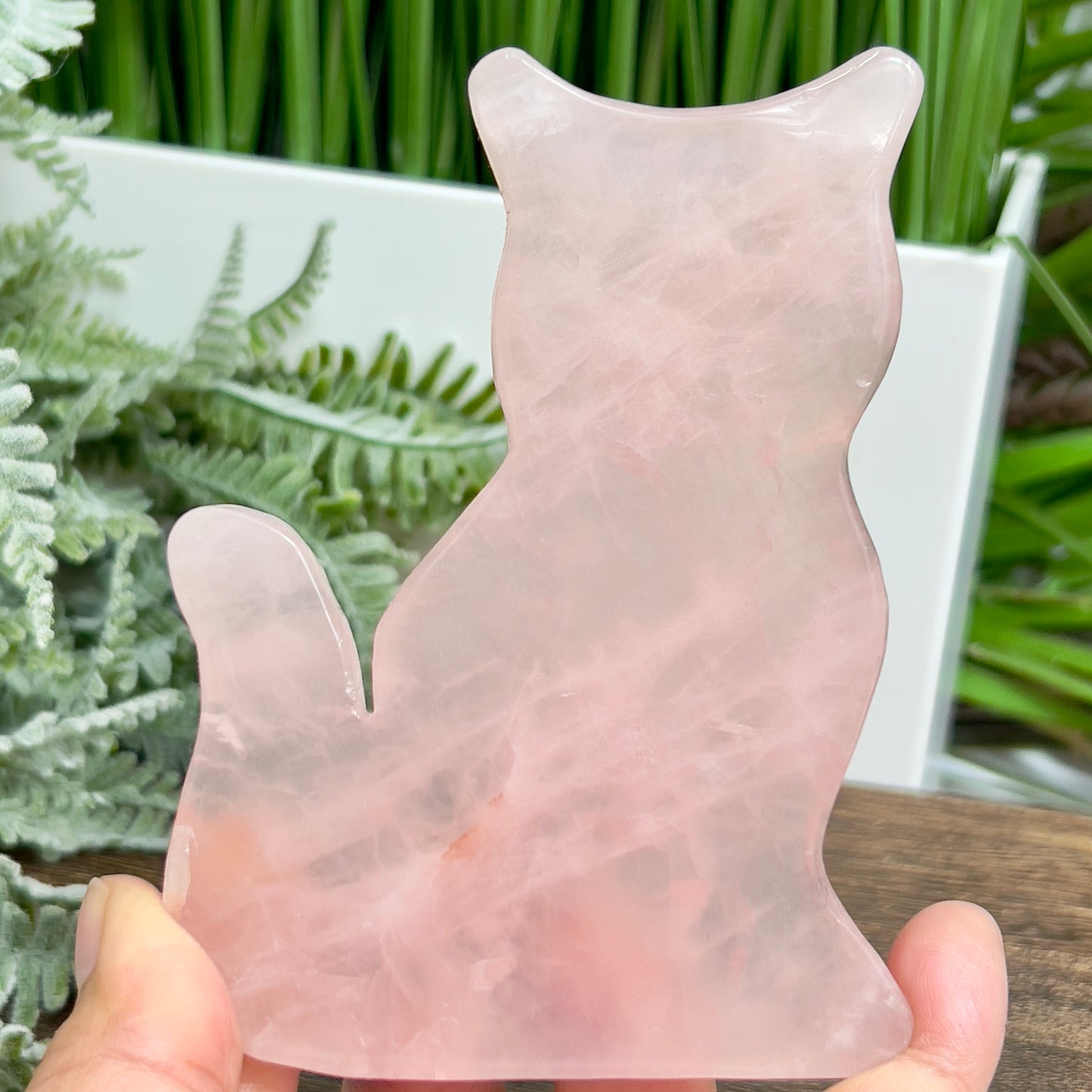 Rose Quartz Kitty Cat Healing Crystal Animal Carving 168g