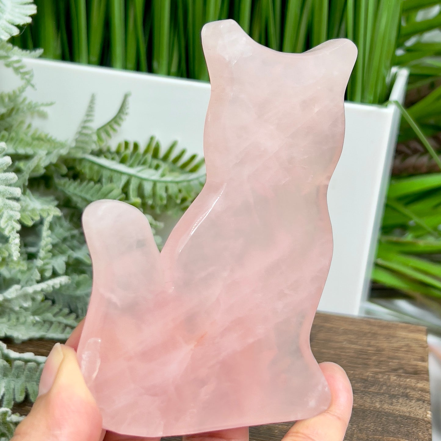 Rose Quartz Kitty Cat Healing Crystal Animal Carving 168g