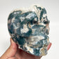 Moss Agate Skull Healing Crystal Carving 1455g