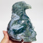 Moss Agate Eagle Bird on Skull Healing Crystal Carving 1092g