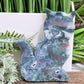 Moss Agate Kitty Cat Healing Crystal Animal Carving 144g