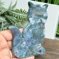 Moss Agate Kitty Cat Healing Crystal Animal Carving 144g