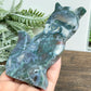 Moss Agate Kitty Cat Healing Crystal Animal Carving 144g