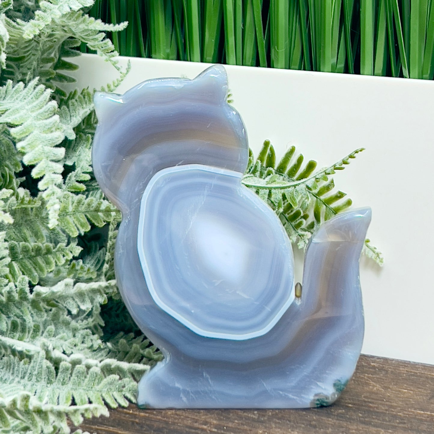 Agate Cat Healing Crystal Animal Carving 152g