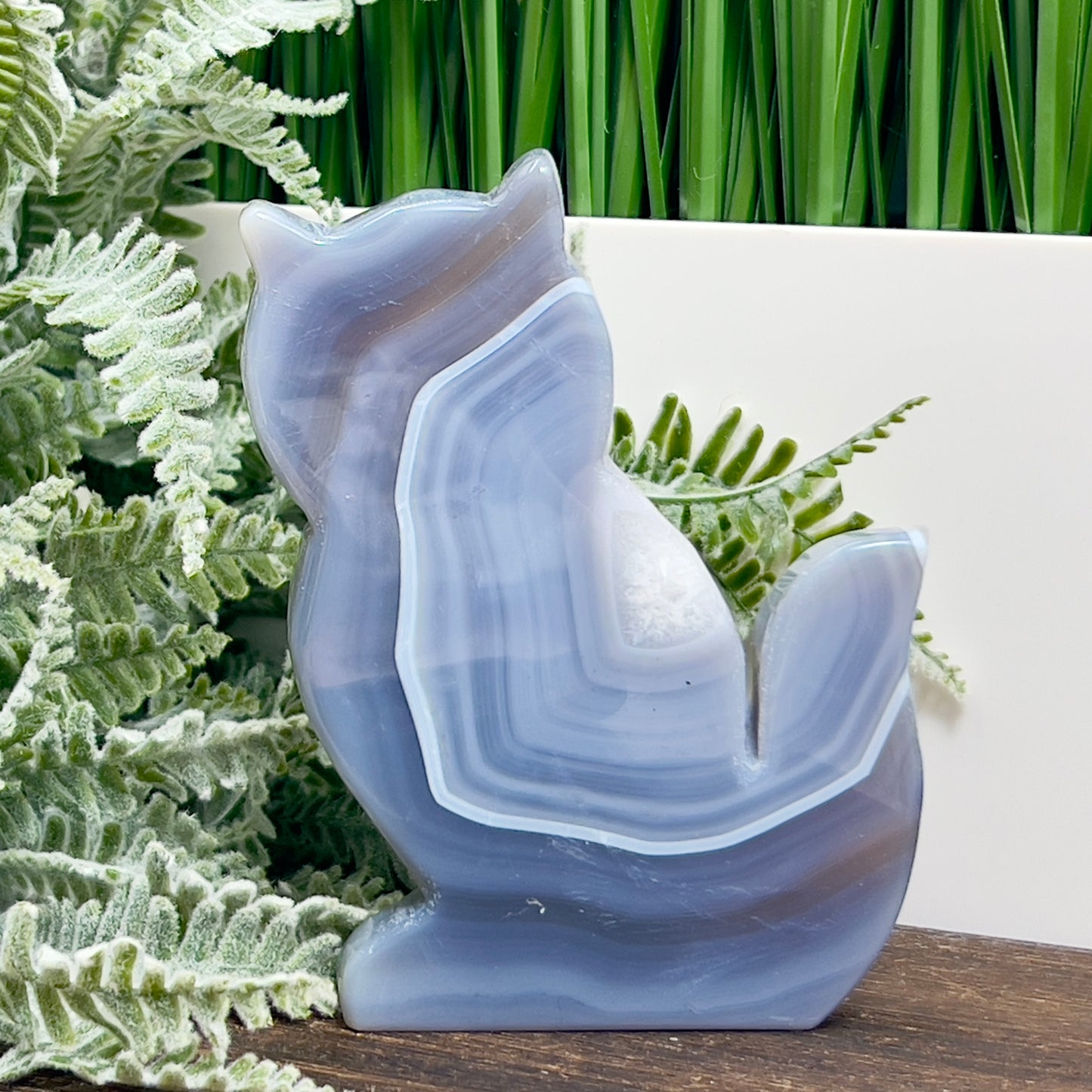 Agate Cat Healing Crystal Animal Carving 184g