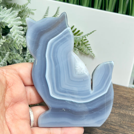 Agate Cat Healing Crystal Animal Carving 184g