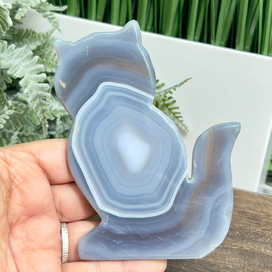 Agate Cat Healing Crystal Animal Carving 165g