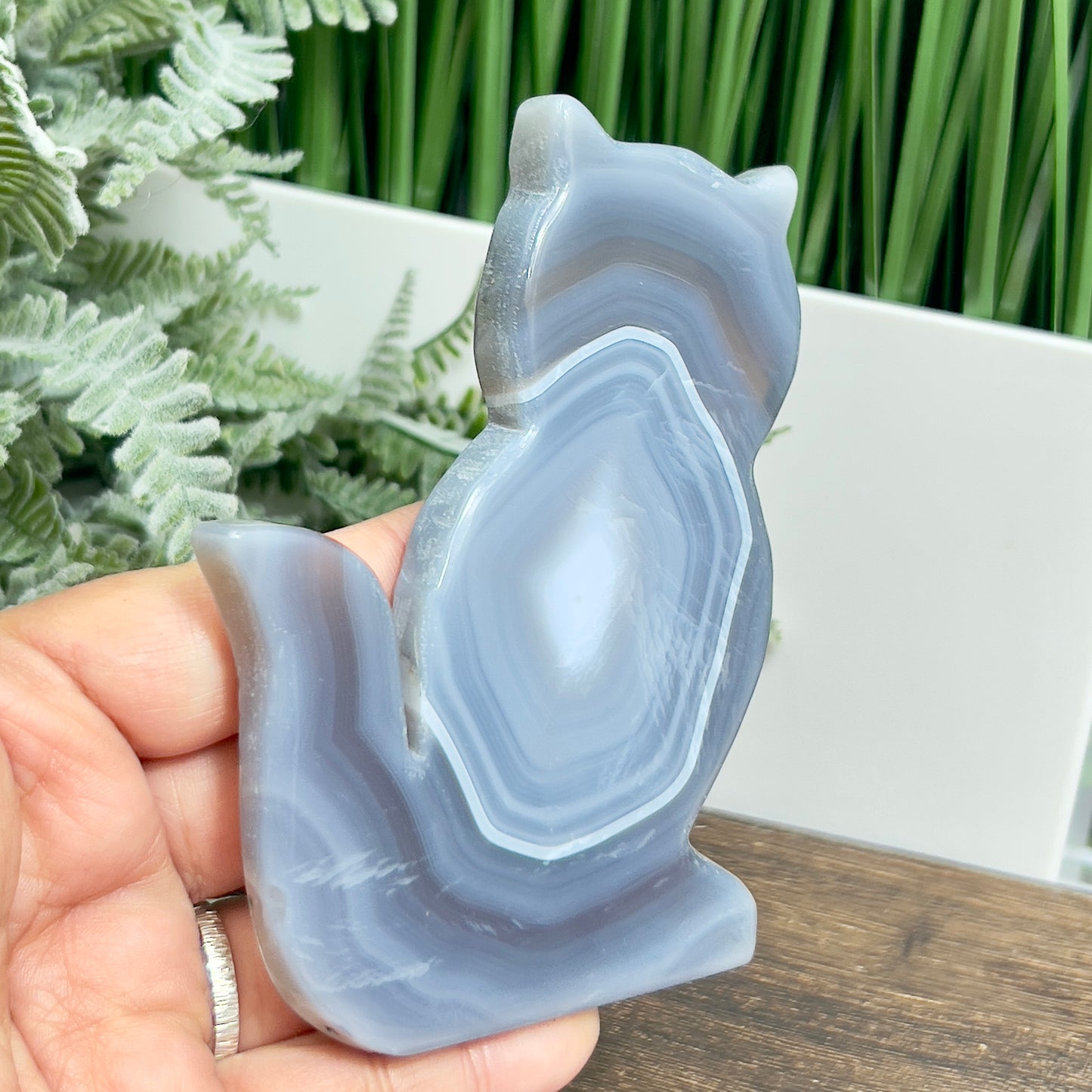 Agate Cat Healing Crystal Animal Carving 165g