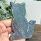 Ruby in Kyanite Zoisite Kitty Cat UV Reactive Crystal Animal Carving 240g