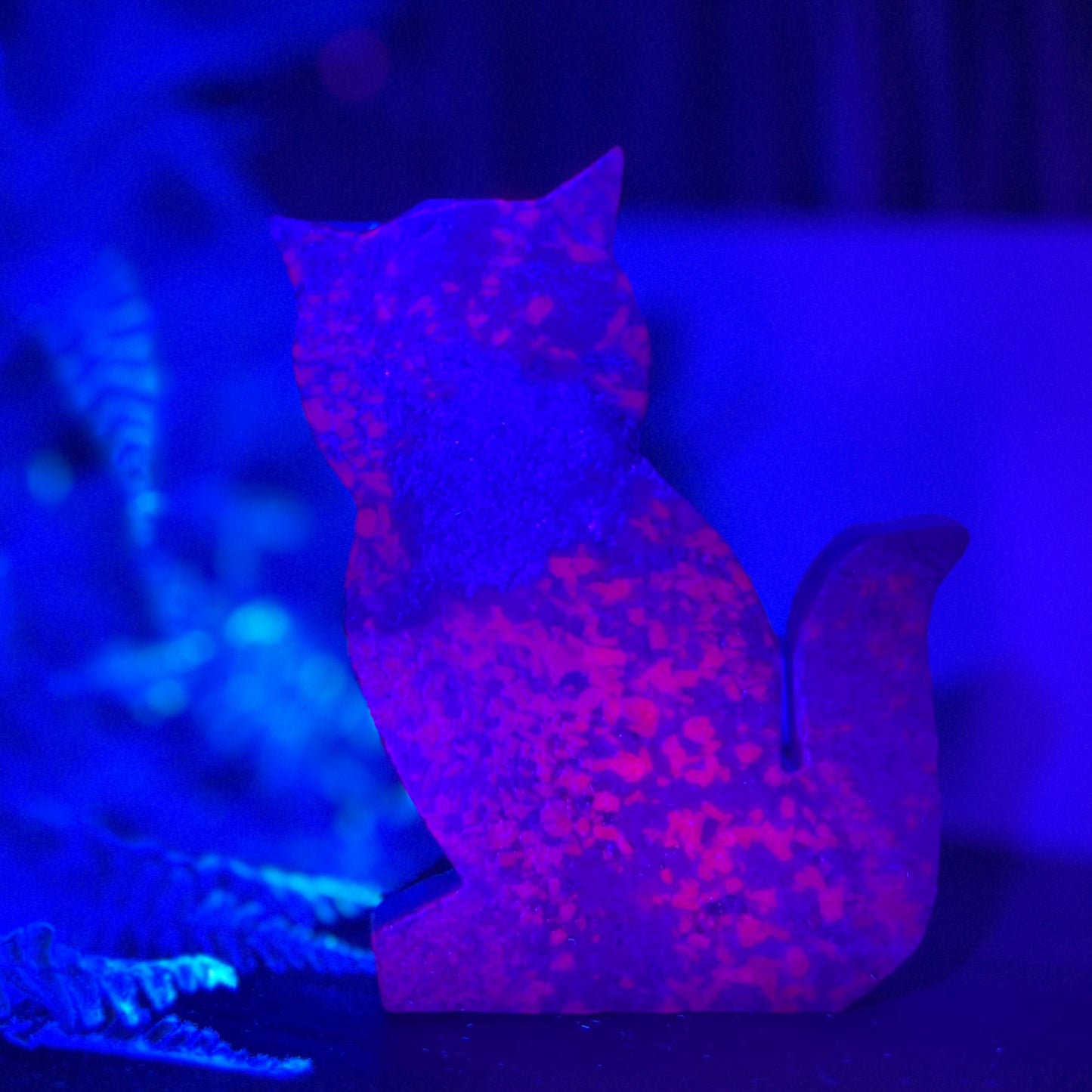 Ruby in Kyanite Zoisite Kitty Cat UV Reactive Crystal Animal Carving 252g