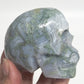 Moss Agate Skull Healing Crystal Carving 428g