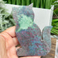 Ruby in Kyanite Zoisite Kitty Cat UV Reactive Crystal Animal Carving 252g