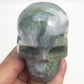 Moss Agate Skull Healing Crystal Carving 428g