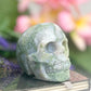 Moss Agate Skull Healing Crystal Carving 428g