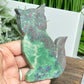 Ruby in Kyanite Zoisite Kitty Cat UV Reactive Crystal Animal Carving 206g