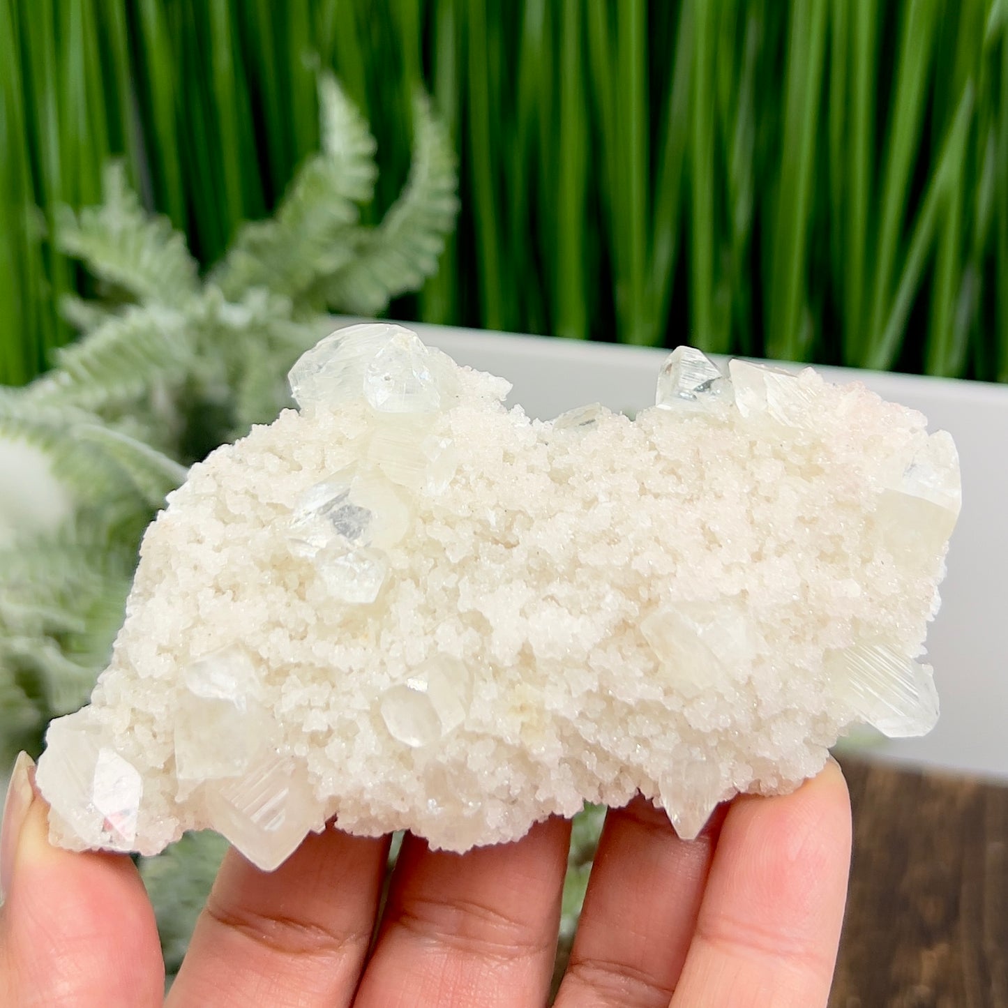 Apophyllite with Malachite Natural Cluster with Stand Crystal Specimen 98g