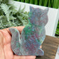 Ruby in Kyanite Zoisite Kitty Cat UV Reactive Crystal Animal Carving 222g