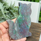 Ruby in Kyanite Zoisite Kitty Cat UV Reactive Crystal Animal Carving 222g