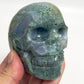 Moss Agate Skull Healing Crystal Carving 432g