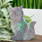 Ruby in Kyanite Zoisite Kitty Cat UV Reactive Crystal Animal Carving 222g