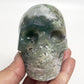 Moss Agate Skull Healing Crystal Carving 413g