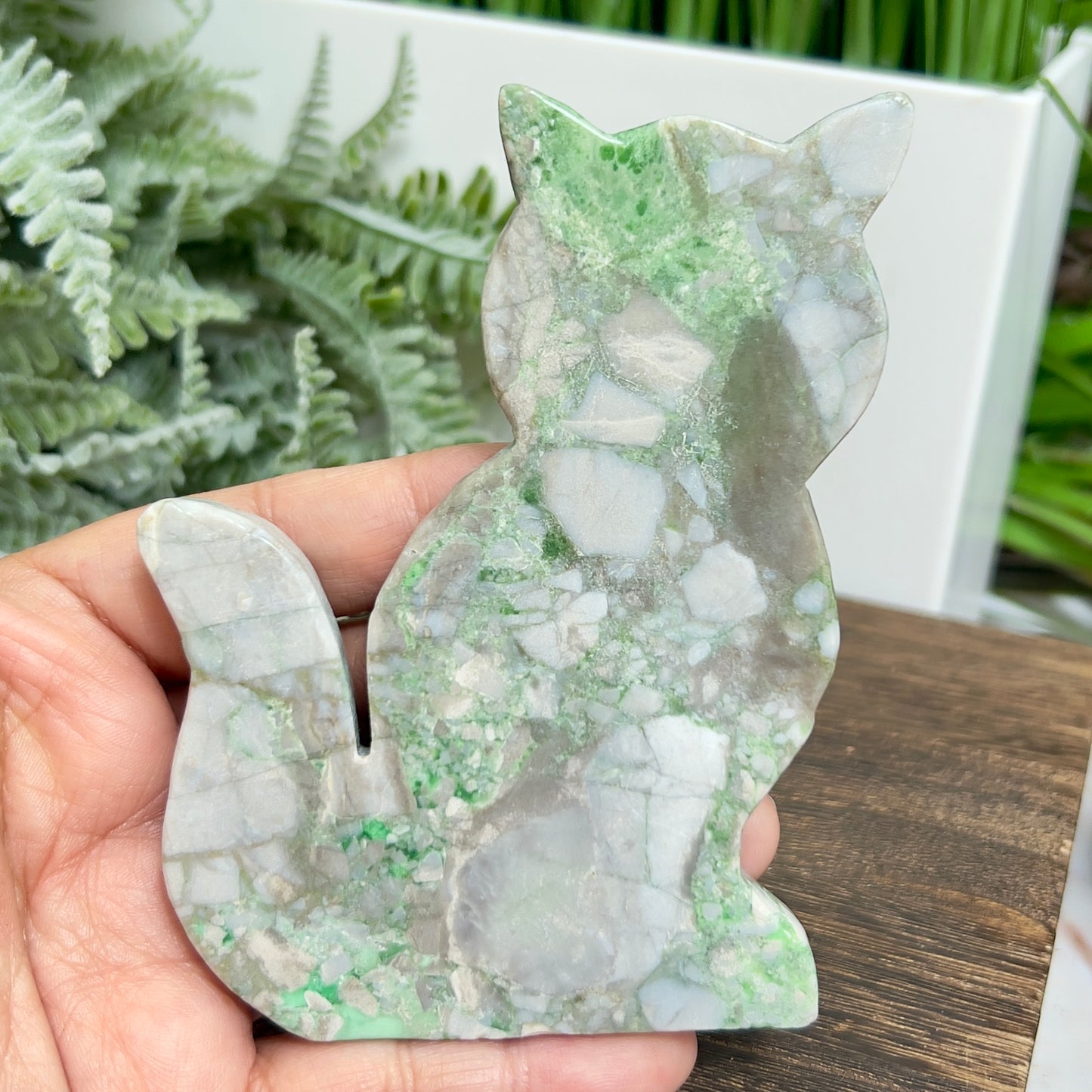 Variscite Utahlite Kitty Cat Healing Crystal Animal Carving 147g