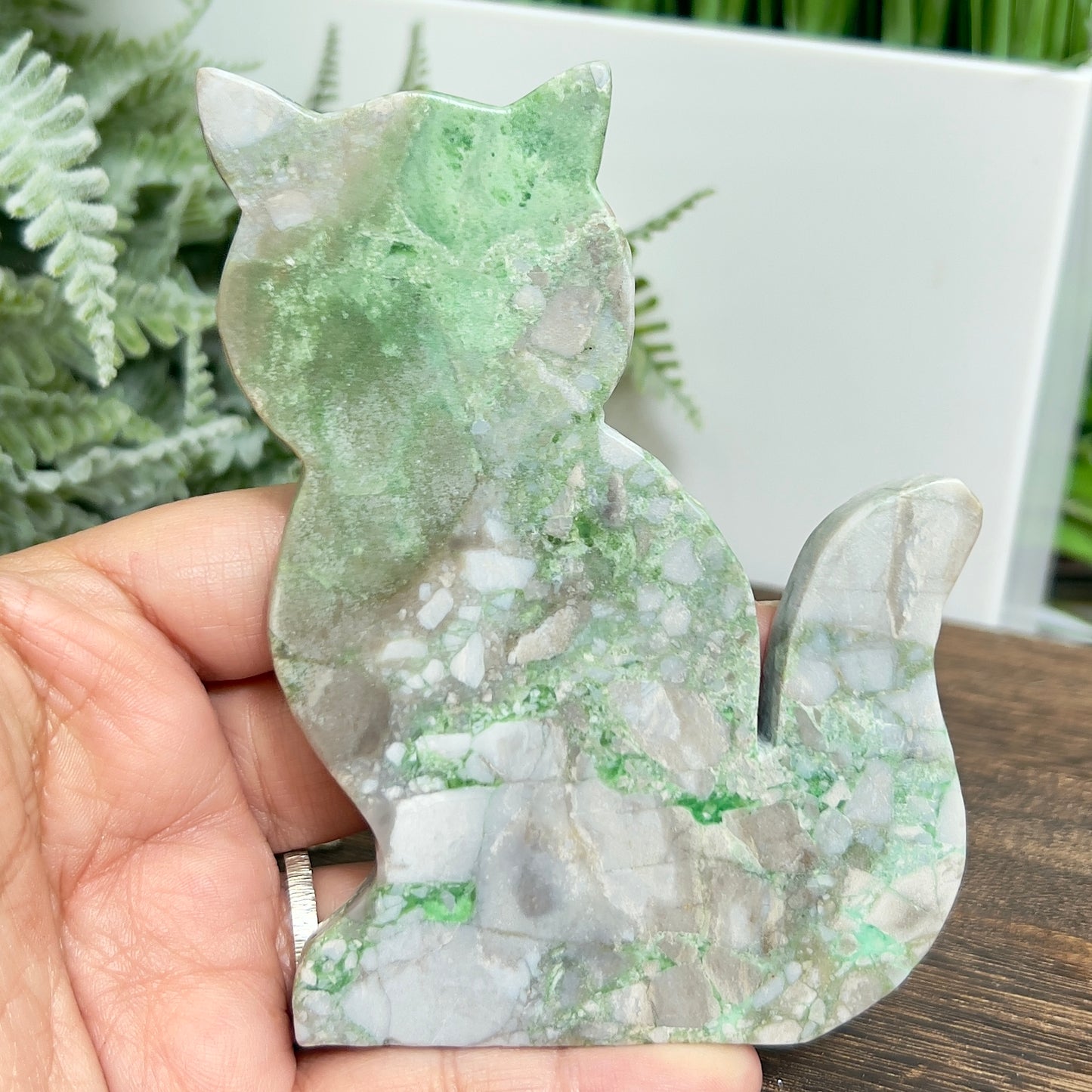 Variscite Utahlite Kitty Cat Healing Crystal Animal Carving 147g