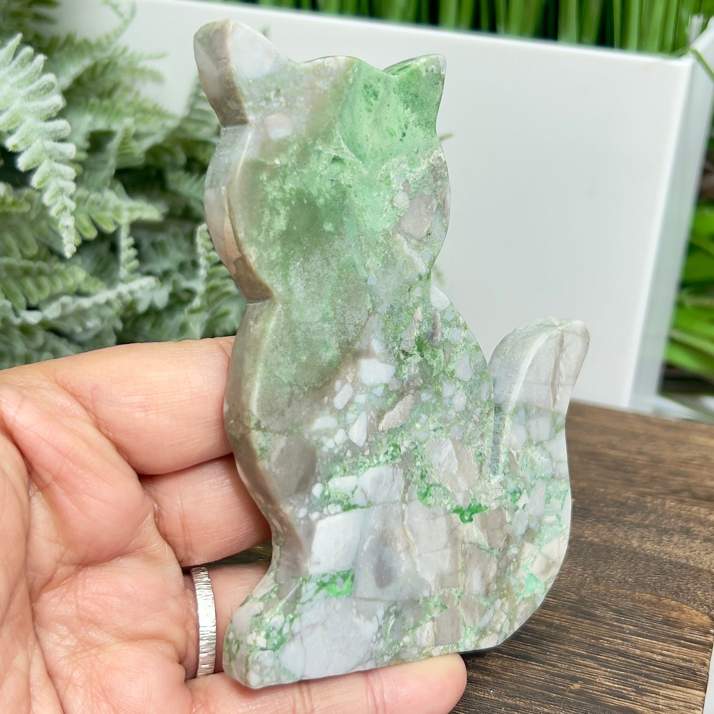 Variscite Utahlite Kitty Cat Healing Crystal Animal Carving 147g