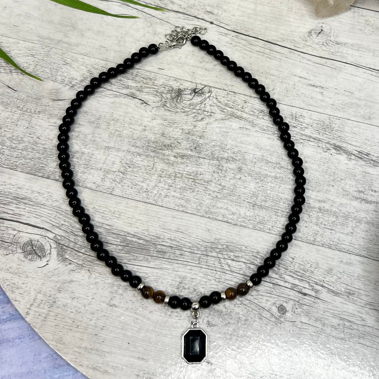 Tigers Eye Black Obsidian Necklace Grounding Wearable Crystal Australian Seller