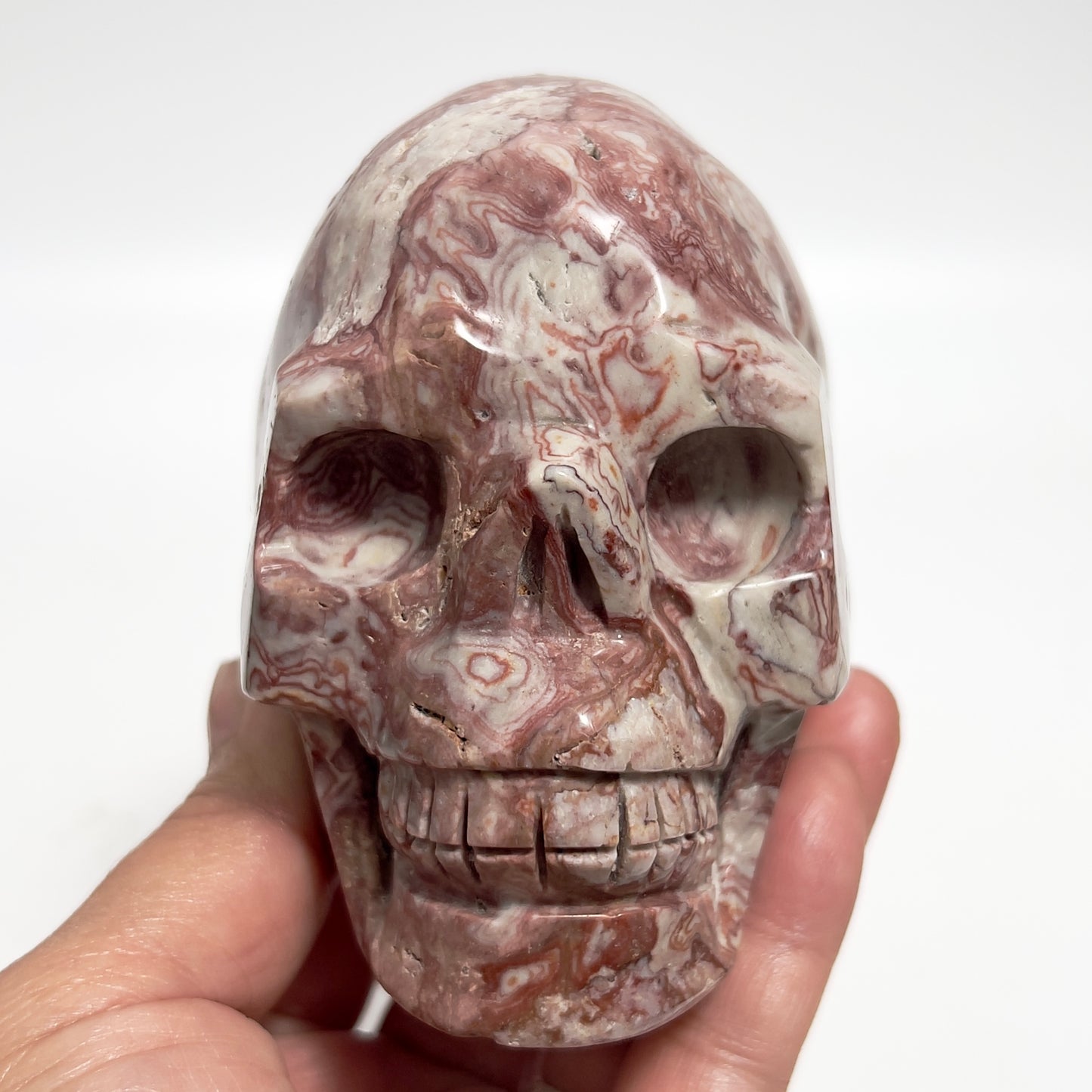 Red Onyx Skull Healing Crystal Carving 860g