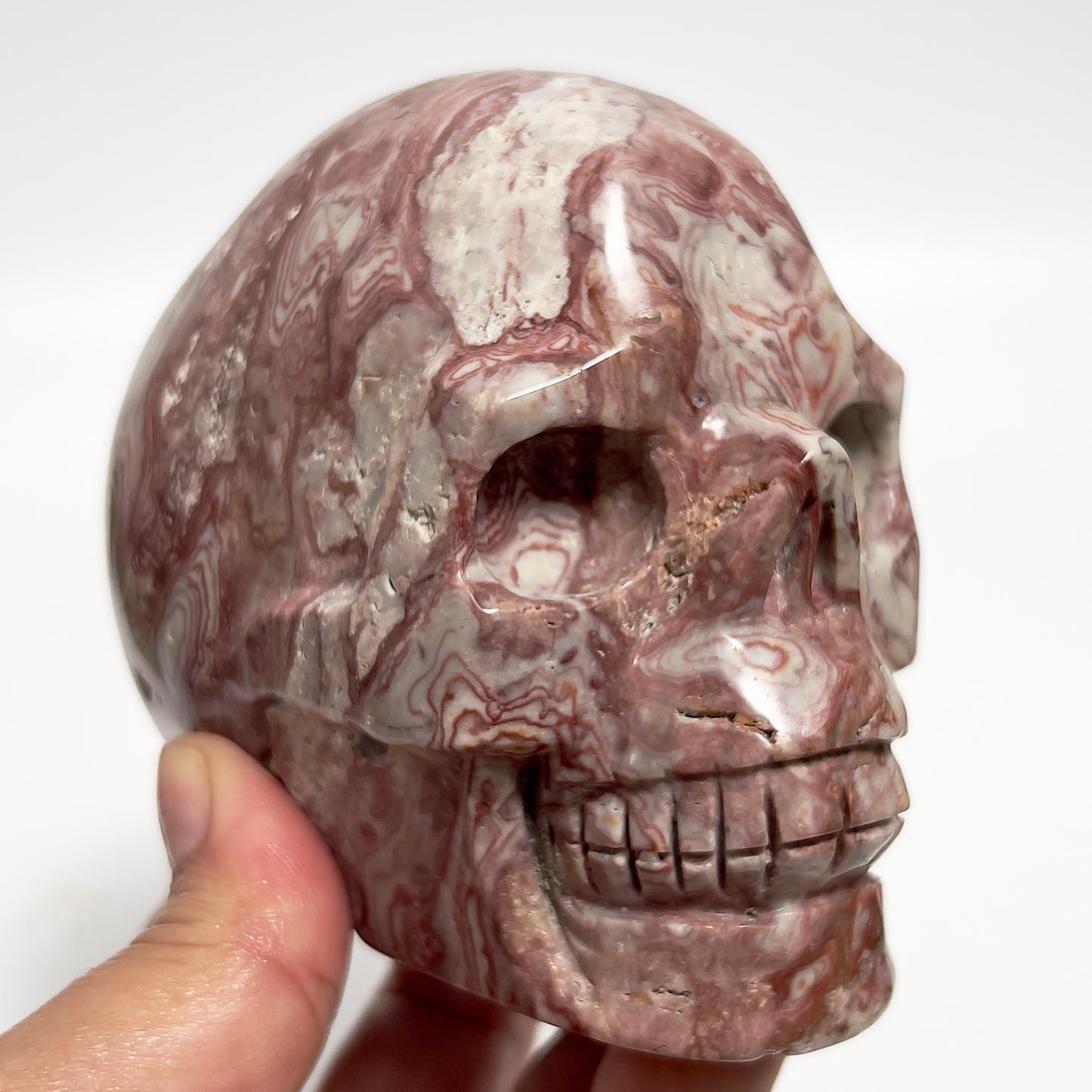 Red Onyx Skull Healing Crystal Carving 860g