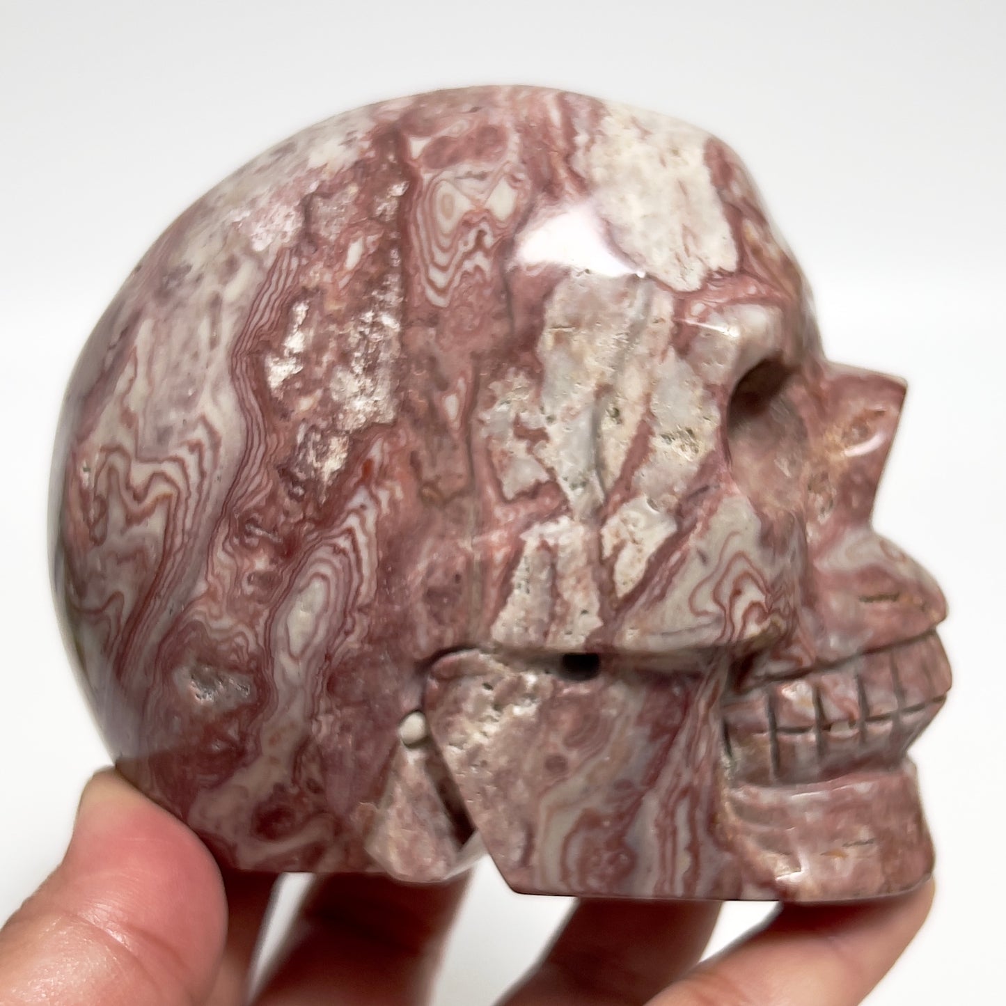 Red Onyx Skull Healing Crystal Carving 860g