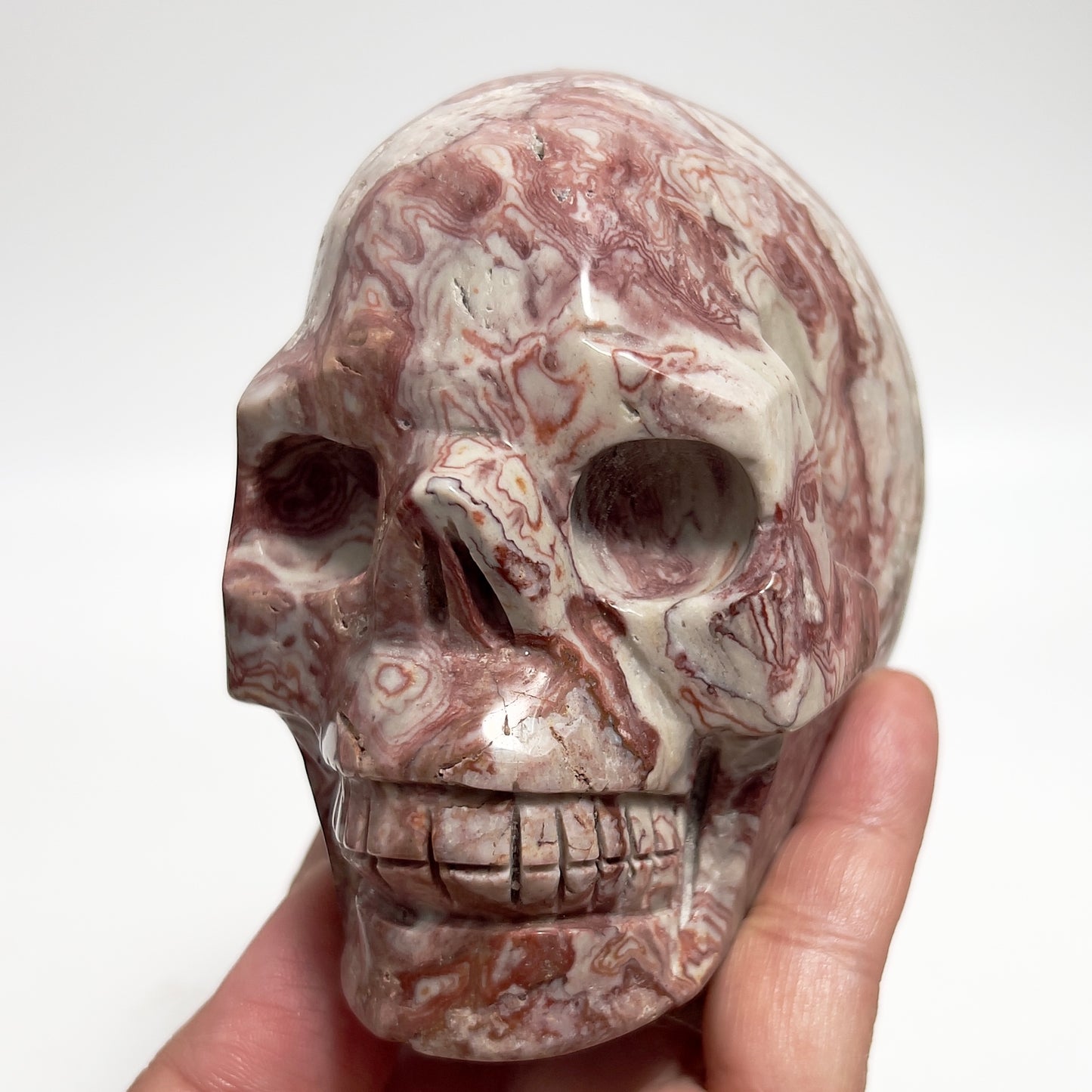 Red Onyx Skull Healing Crystal Carving 860g