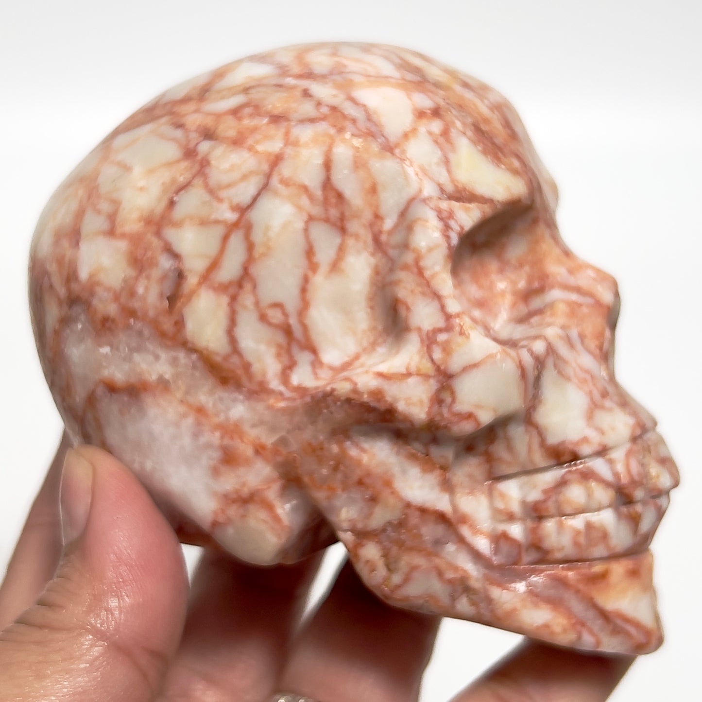 Red Vein Red Creek Cherry Creek Jasper Skull Healing Crystal Carving 663g