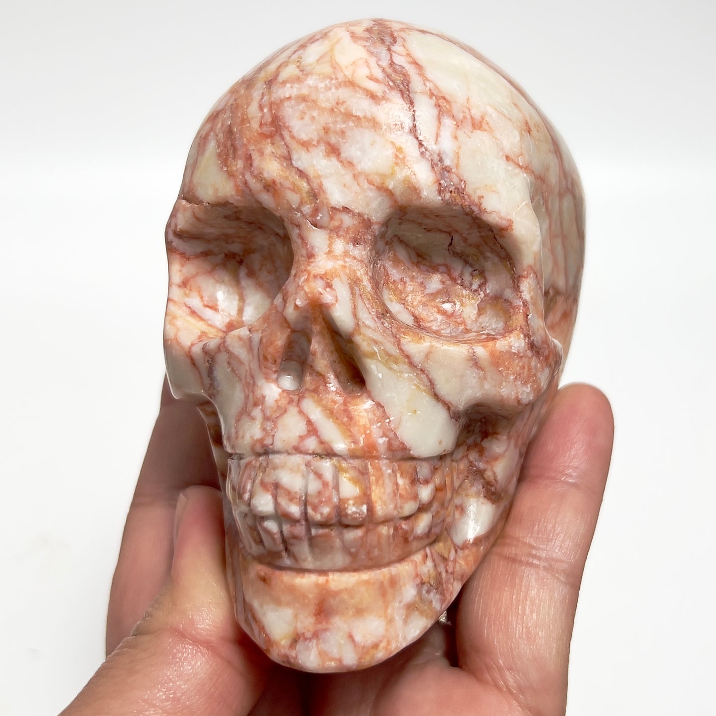 Red Vein Red Creek Cherry Creek Jasper Skull Healing Crystal Carving 663g