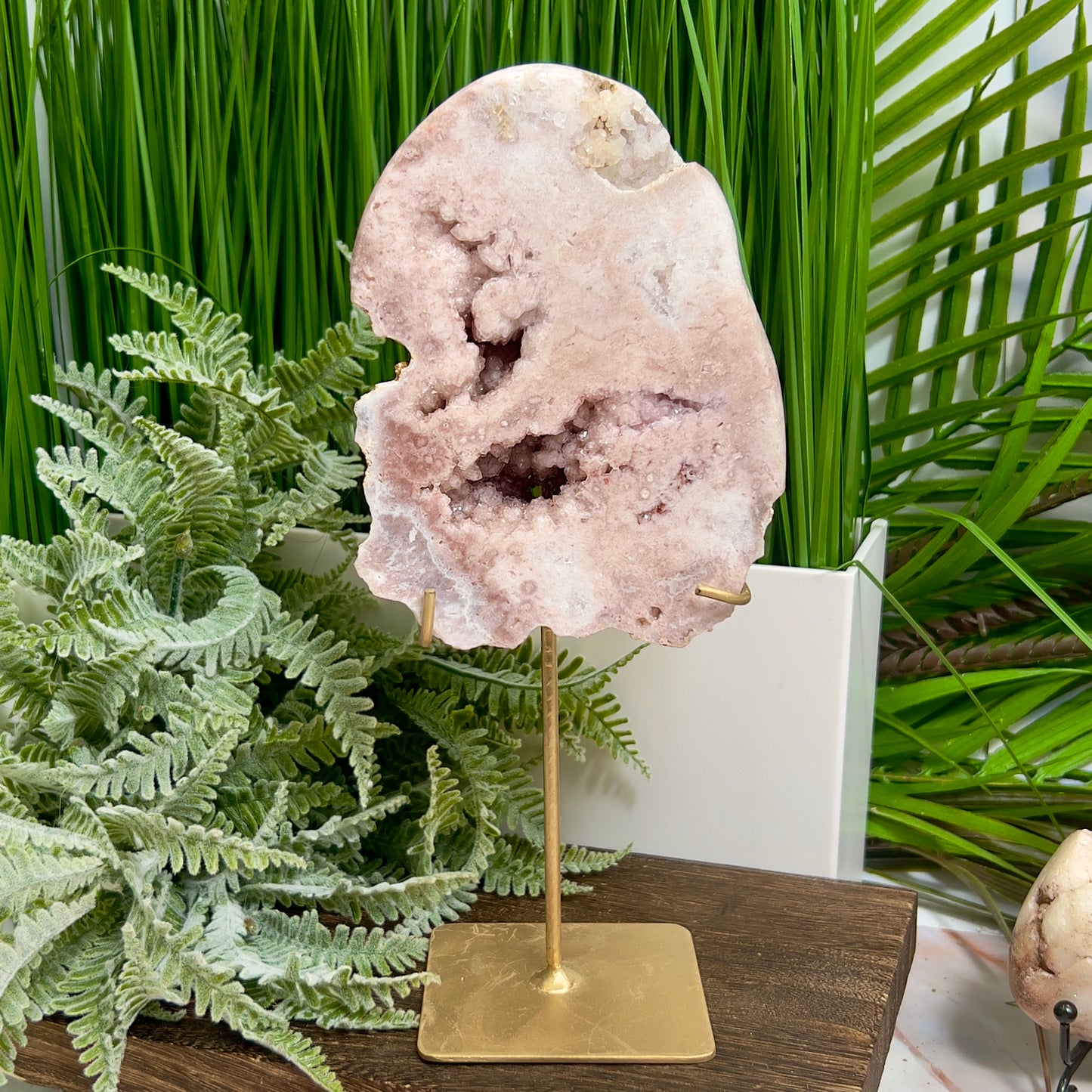 Pink Amethyst Quartz Free Form with Stand Natural Crystal 602g