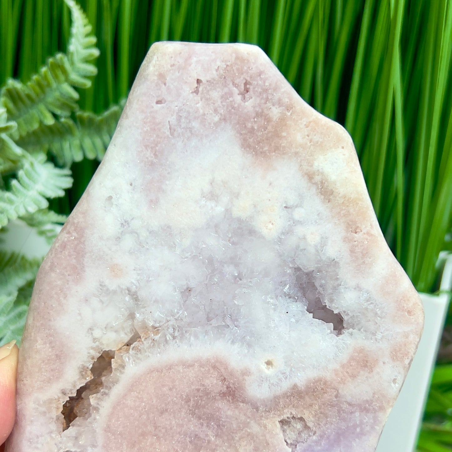 Pink Amethyst Quartz Free Form with Stand Natural Crystal 658g