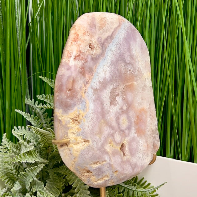 Pink Amethyst Quartz Free Form with Stand Natural Crystal 1244g