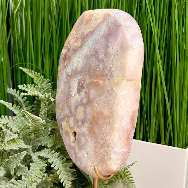 Pink Amethyst Quartz Free Form with Stand Natural Crystal 1244g