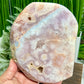 Pink Amethyst Quartz Free Form with Stand Natural Crystal 1244g