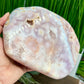 Pink Amethyst Quartz Free Form with Stand Natural Crystal 1244g