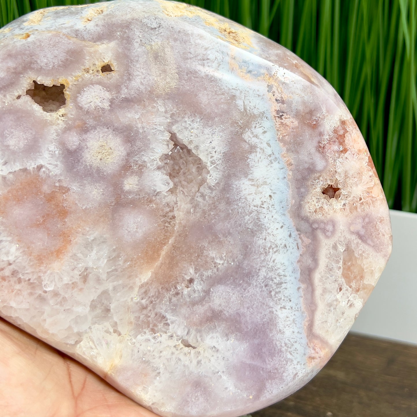 Pink Amethyst Quartz Free Form with Stand Natural Crystal 1244g